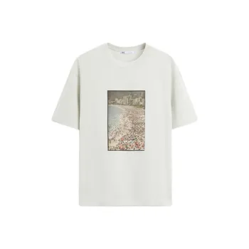 ZARA T Shirts Men Pearl Gray