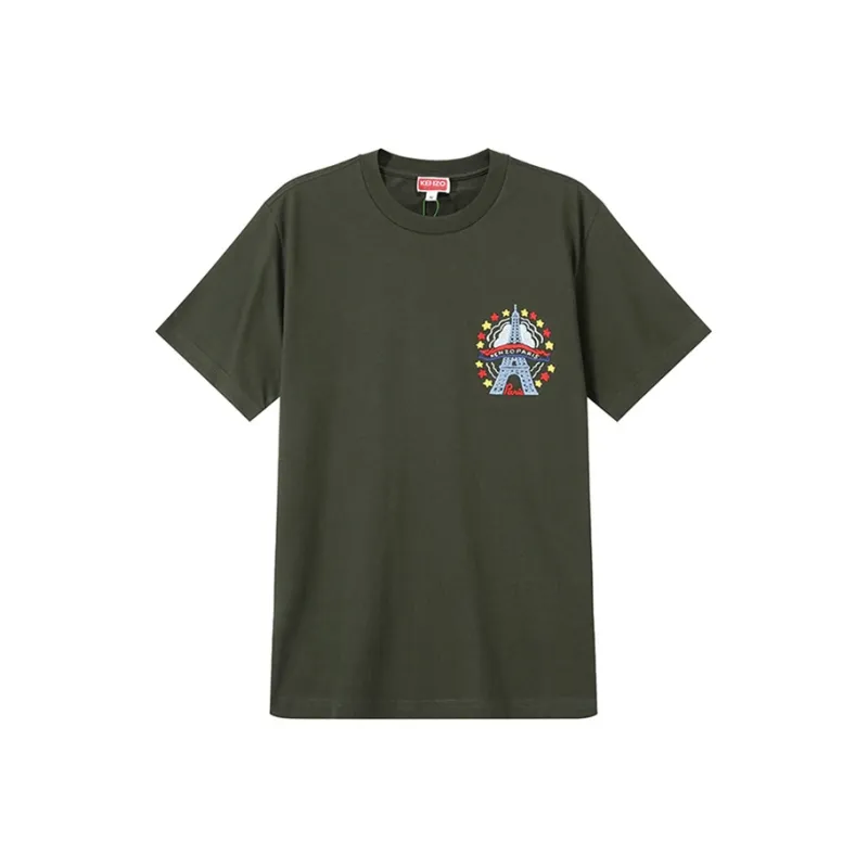 KENZO Logo Embroidered Crewneck T Shirt-0