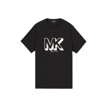 MICHAEL KORS Letter Logo Print Crew Neck Short Sleeved T Shirt T Shirt Men's Black