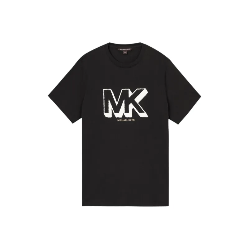 MICHAEL KORS Letter Logo Print Crew Neck Short Sleeved T Shirt T Shirt Men's Black-0