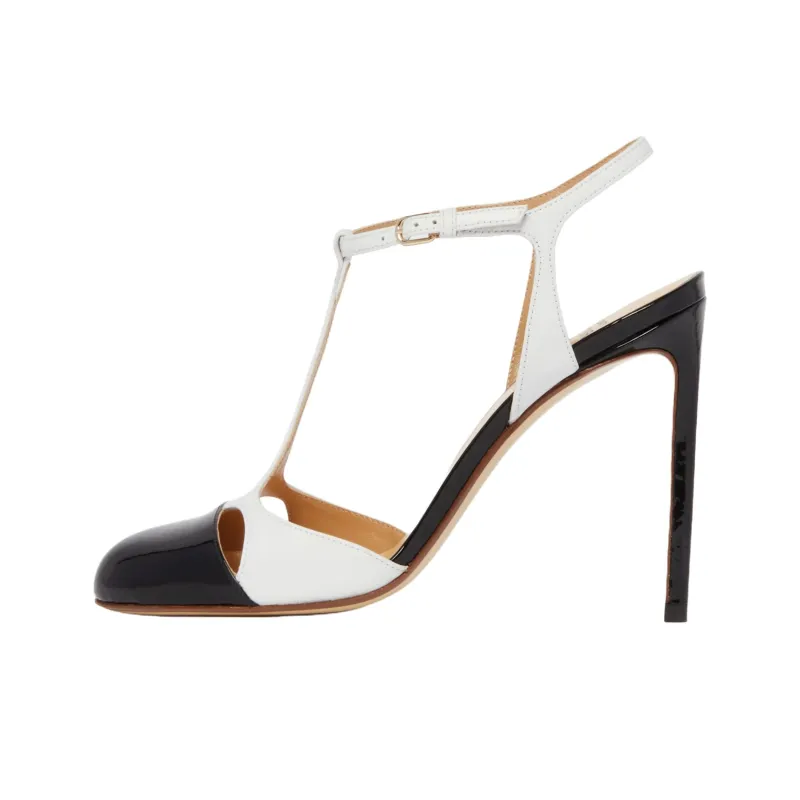 FRANCESCO RUSSO R1P926 Slim Heel High Heels 11cm Women's Black White-0