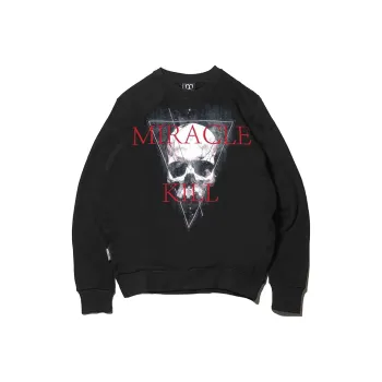 MIRACLE KILL Crew Neck Loose Fit Regular Sweatshirt Unisex Black