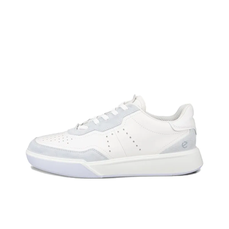 Ecco Street Court Slip Resistant Low Top Casual Shoes Women's White Blue-0