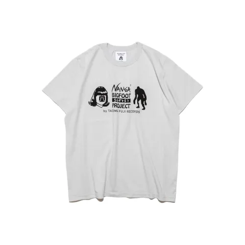 NANGA TACOMA FUJI RECORDS Collaboration BIGFOOT SURVEY PROJECT LOGO T Shirt Unisex Ice Gray