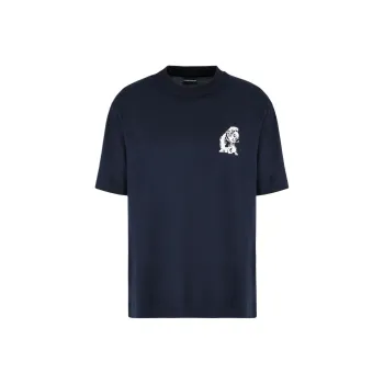 EMPORIO ARMANI Lyocell Blend jersey T shirt With French Bulldog Embroidery
