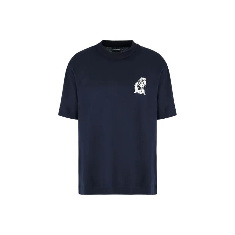 EMPORIO ARMANI Lyocell Blend jersey T shirt With French Bulldog Embroidery-0