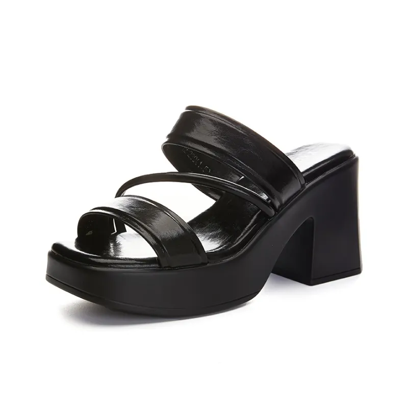 POOQ Slide Slippers Women's Beige/Black-5