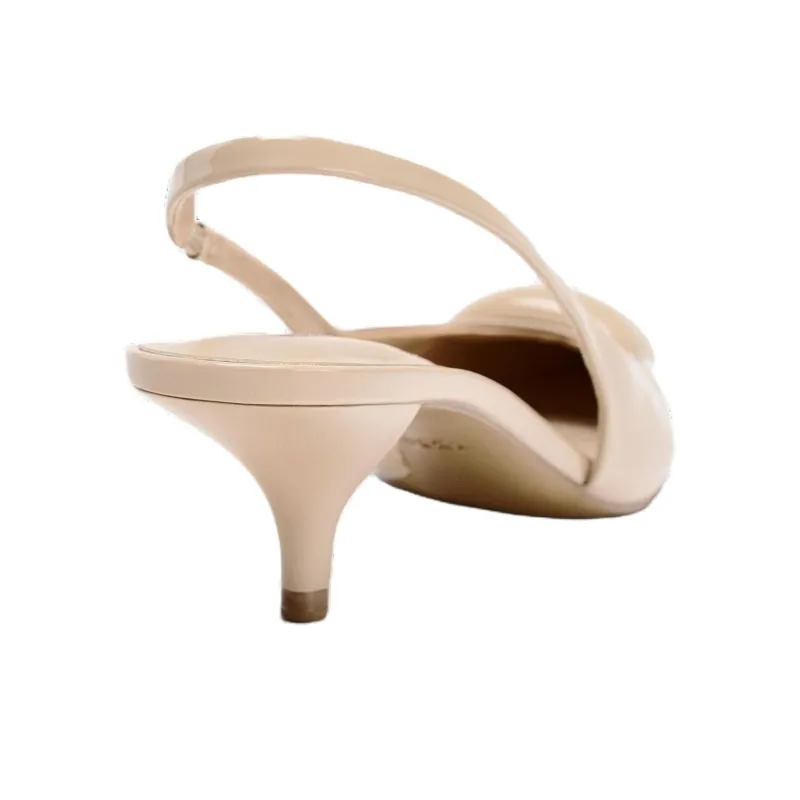 ZARA Slim Heel High Heels 6cm Women's Beige-3
