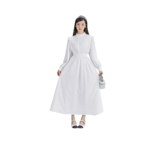 DEAR DEER PUFF Long Sleeved Dresses Women's White