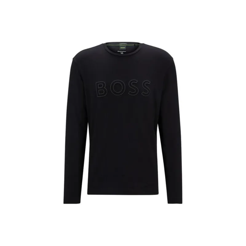HUGO BOSS Maxi Logo Embossed Long Sleeved T Shirt-0