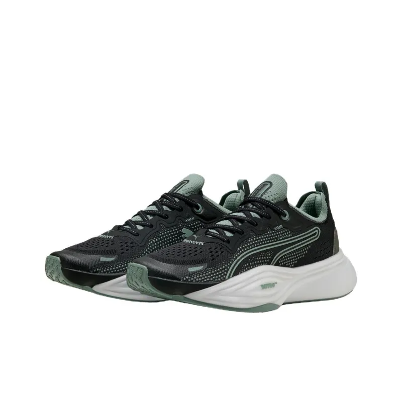 PUMA Pwr Nitro Anti Slip Wear Resistant Low Top Training Shoes Men's Black Green-3