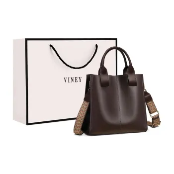 VINEY Cow Leather Handbag Crossbody Bag Shoulder Bag Large Size Women's Coffee