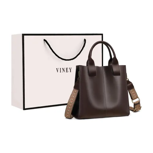VINEY Cow Leather Handbag Crossbody Bag Shoulder Bag Large Size Women's Coffee