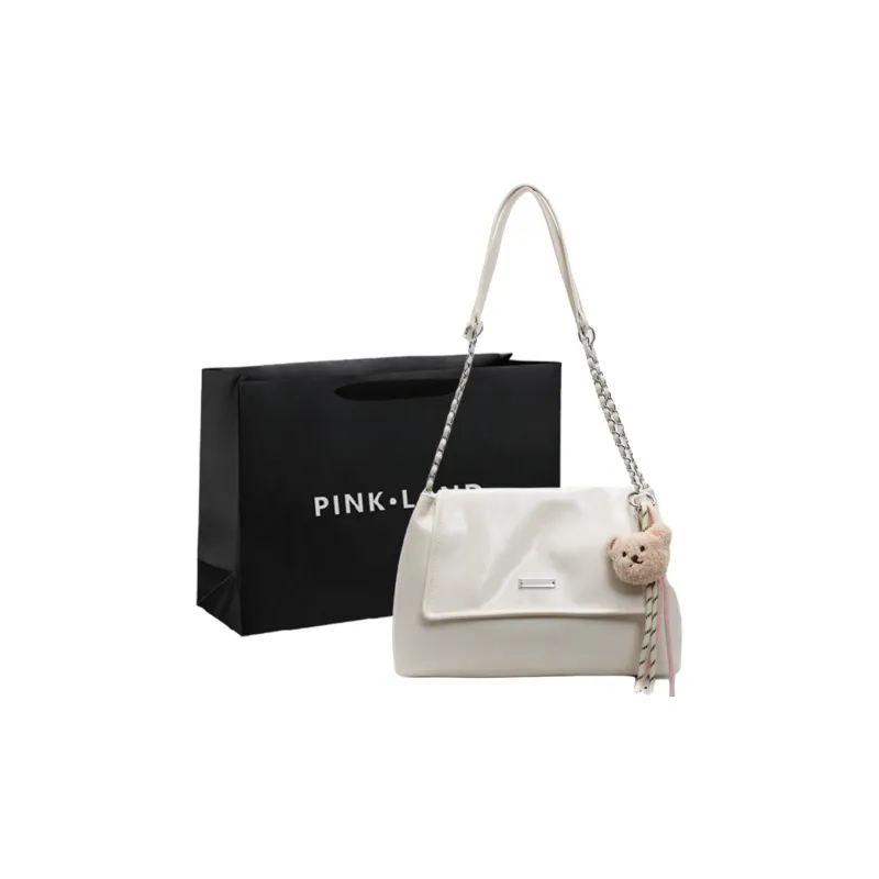 PINK·LAND Pu Shoulder Bag Women's Black/Ecru/Gray/Pink/Khaki-15