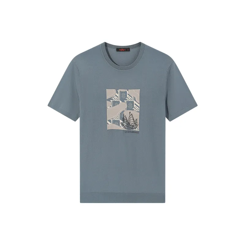 SEVEN T-Shirts Men Gray Blue-0