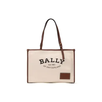 BALLY Canvas Tote Bag, Shopping Bag, Canvas Bag, Shoulder Bag, Handbag Women's Beige