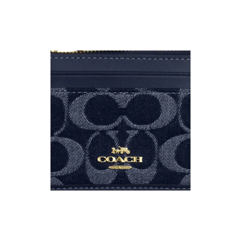 COACH Fabric+Artificial Leather Card Holder Mini Unisex Denim Blue-2