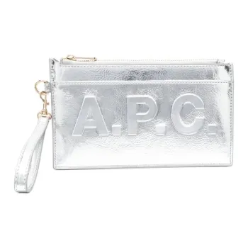 A.P.C Logo Debossed Zip Up Clutch Bag