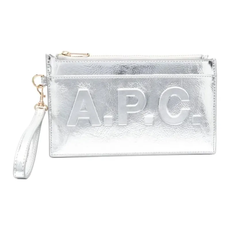 A.P.C Logo Debossed Zip Up Clutch Bag-0