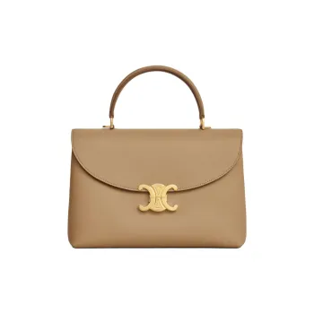 CELINE Calfskin Shoulder Bag, Crossbody Bag, Handbag Medium Size Women's Smoky Brown