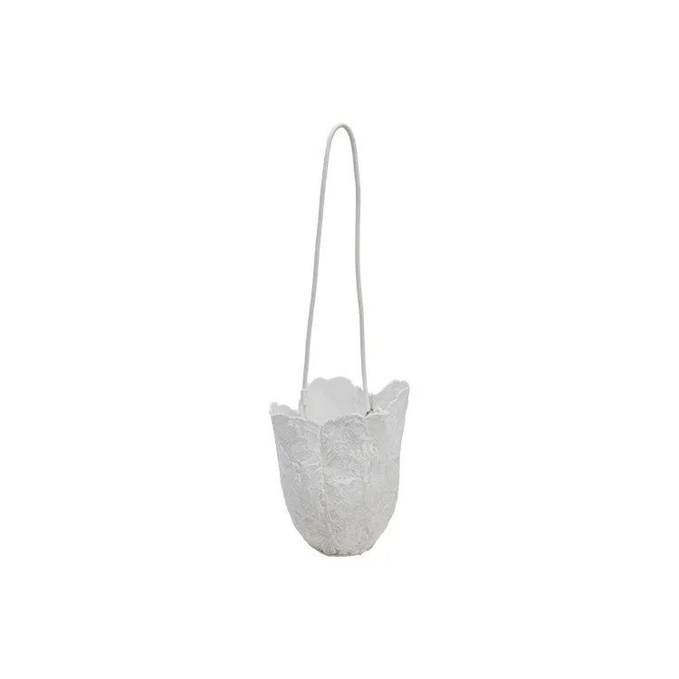 URBAN REVIVO Fabric Bucket Bag Handbag Medium Size Women's Sky Blue/Raw White-6