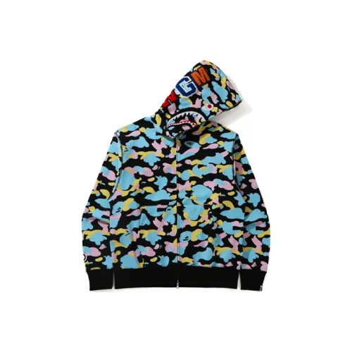 A BATHING APE New Multi Camo Shark Relaxed Full Zip Hoodie