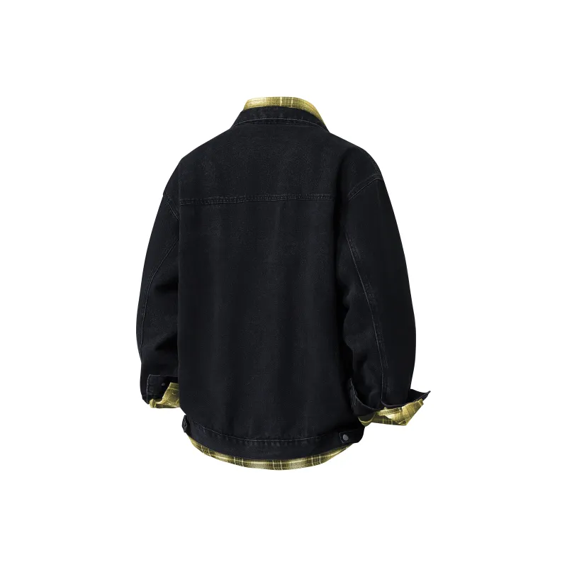 HOKLV Jacket Unisex Black Coat+Yellow Shirt-1