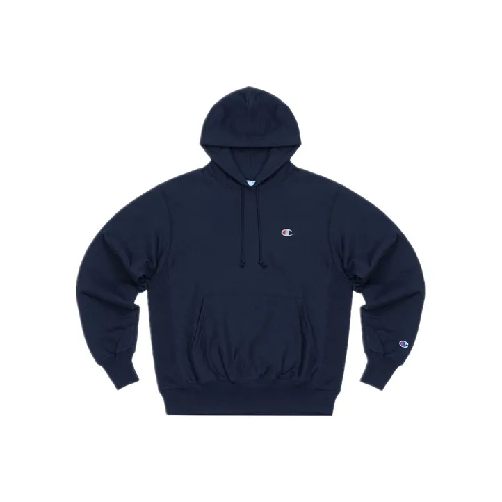 Champion Hooded Loose Fit Regular Sweatshirt Winter US Version Unisex Navy Blue-0