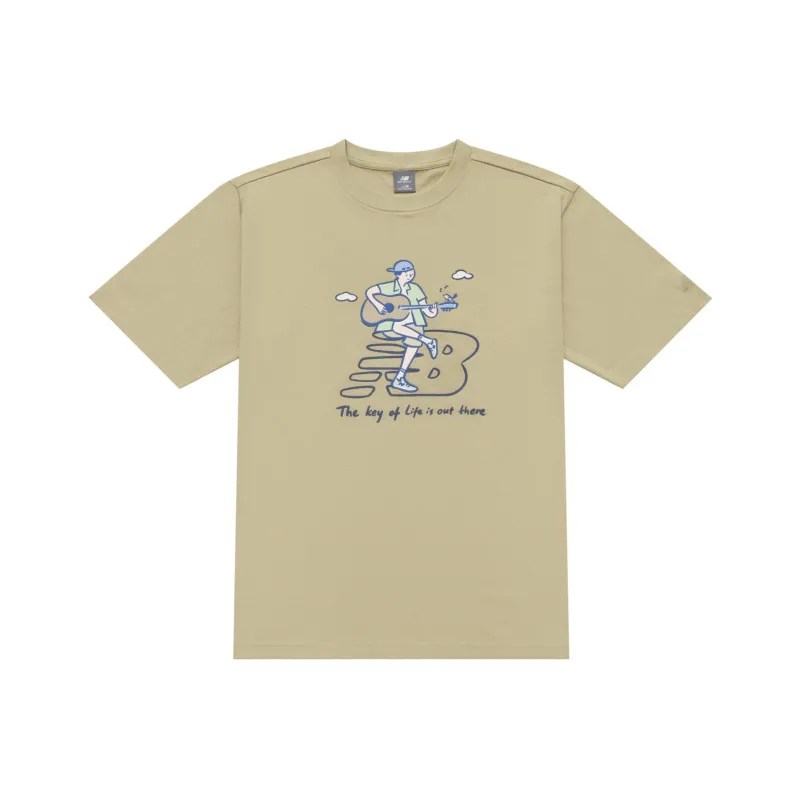 New Balance x PK SHEJISHILIANMINGKUAN Centripetal Life Illustration Series T Shirt Unisex Khaki-0