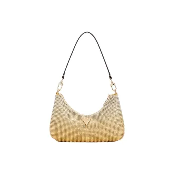 GUESS Artificial Leather Shoulder Bag Medium Size Women's Gold