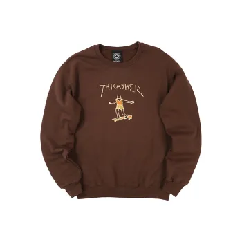 Thrasher Crew Neck Loose Fit Regular Sweatshirt Winter US Version Unisex Chocolate