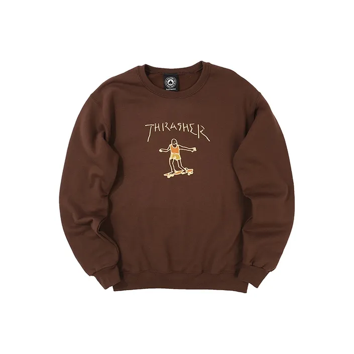 Thrasher Crew Neck Loose Fit Regular Sweatshirt Winter US Version Unisex Chocolate-0