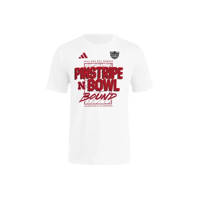 Adidas Free Shipping With AdiClub Nebraska Pinstripe Bowl Participant Tee-0