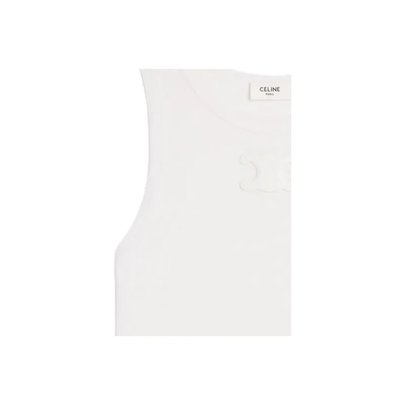 CELINE Triomphe Tank Top In Ribbed Silk Jersey-4