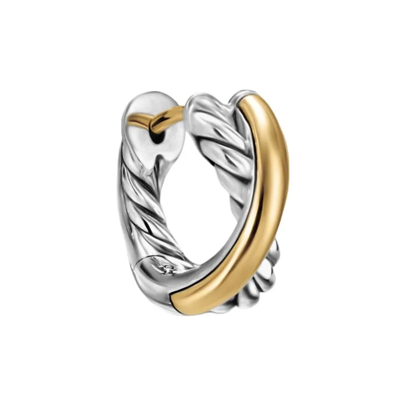 David Yurman 18kt Yellow Gold Crossover Hoop Earrings-2