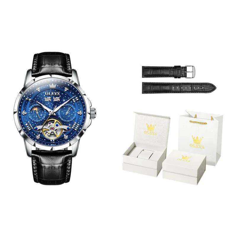 OLEVS Automatic Mechanical Movement Stainless Steel Watchband Watch Men's Watches Black Dial-29