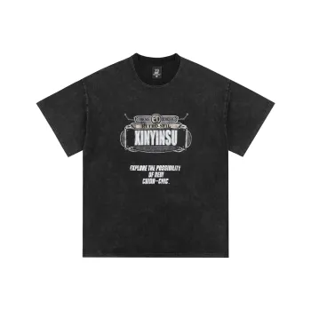 XINYINSU T Shirt Unisex Faded Black