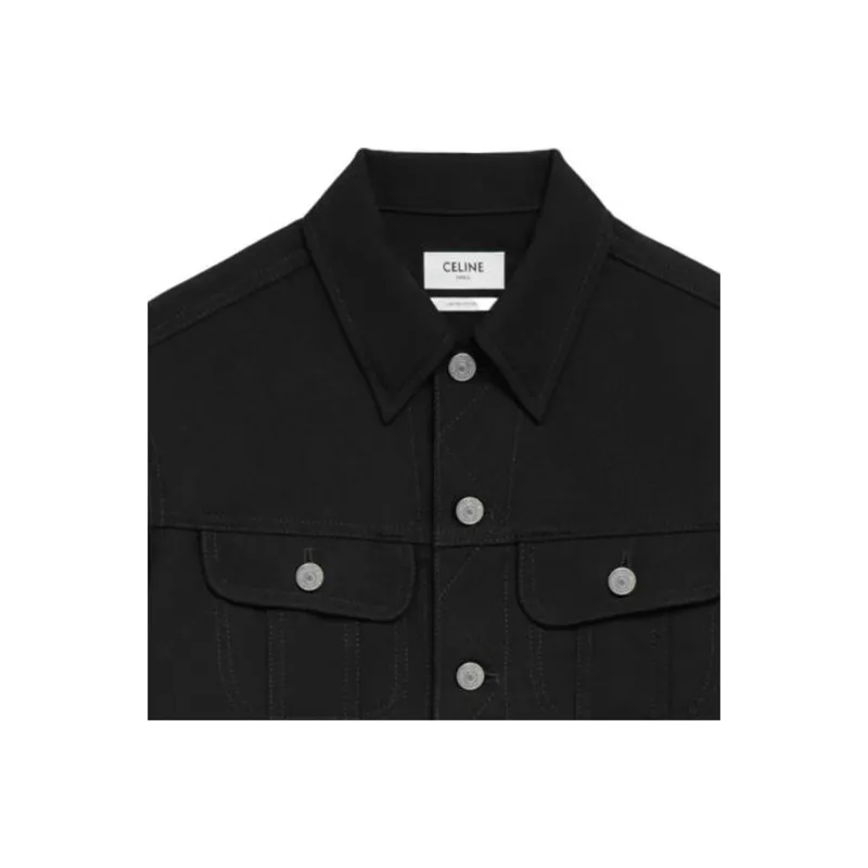 CELINE Troubadour Trucker Jacket In Raw Wash Denim-2