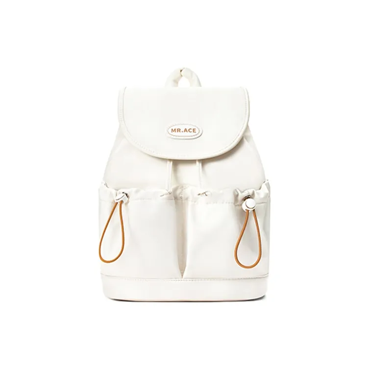 MR.ACE HOMME Nylon Fabric Backpack Small Size Unisex Cream White/Light Gray Green/Dusty Pink-0