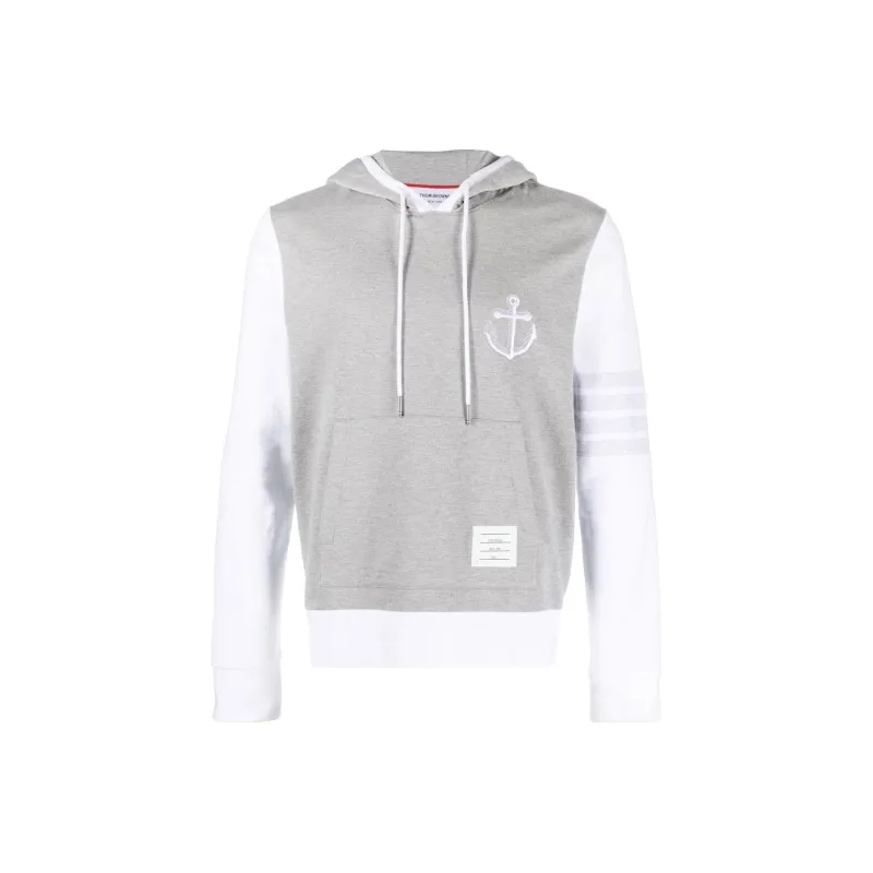 THOM BROWNE Anchor Embroidered Drawstring Hoodie-0