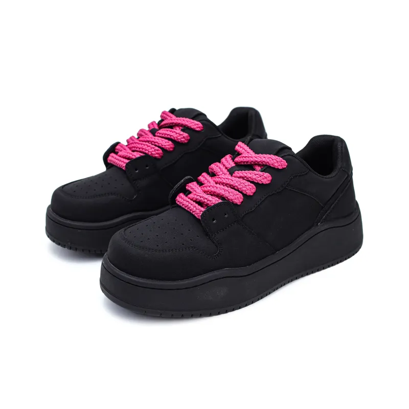 Rummaden Cushioned Slip Resistant Abrasion Resistant Breathable Low Top Skateboard Shoes Unisex Black-1