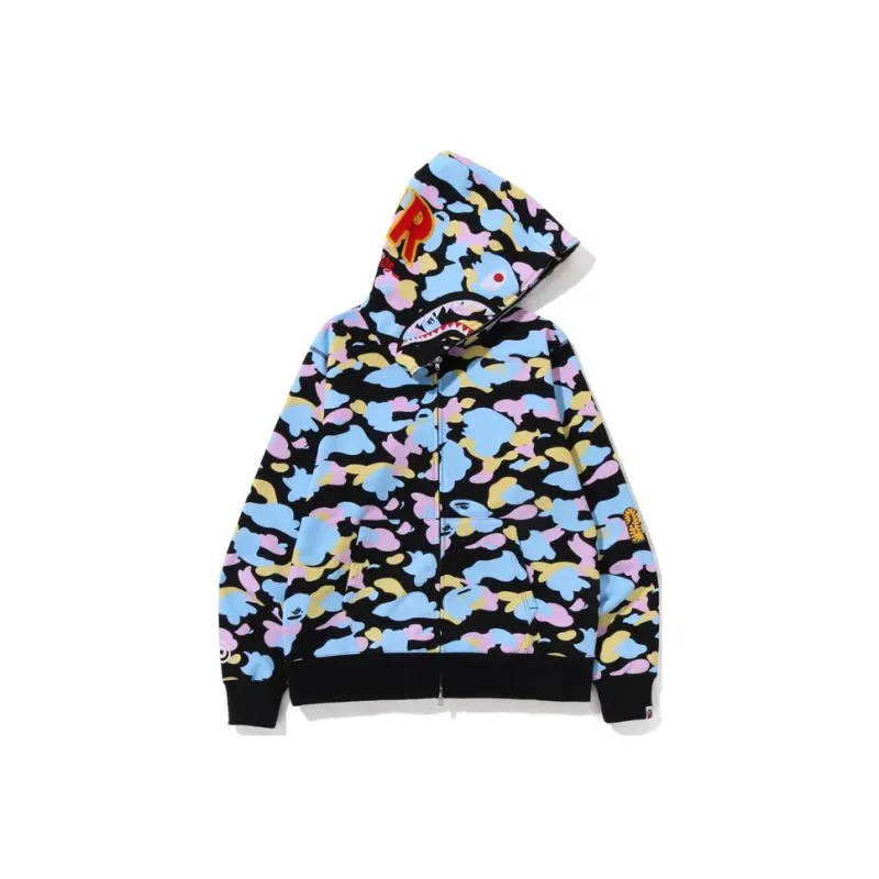 Bape New Multi Camo 2nd Shark Full Zip Hoodie-0