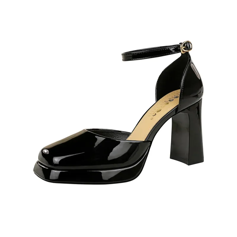 QITUMAUL Chunky Heel High Heels 11cm Women's-1