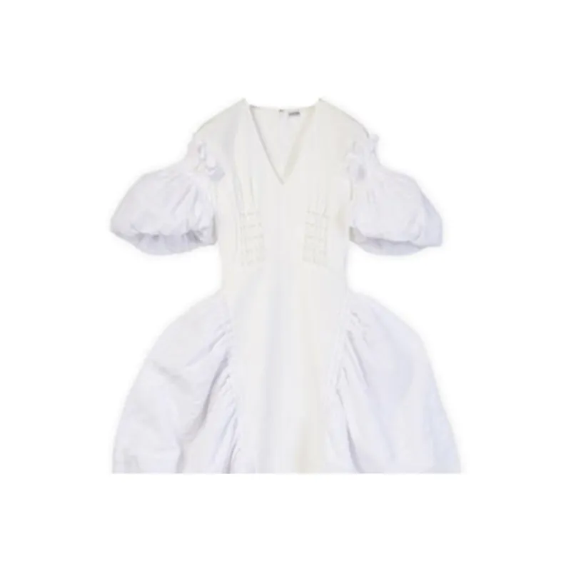 LOEWE Short Sleeved Dresses Women's White-3