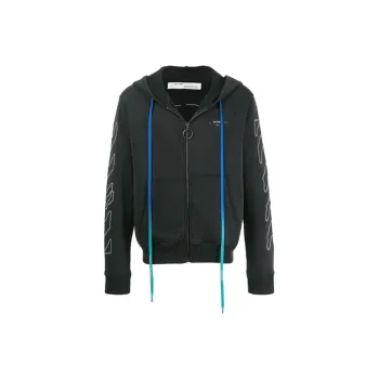 OFF WHITE Embroidered Abstract Arrows Zip Hoodie
