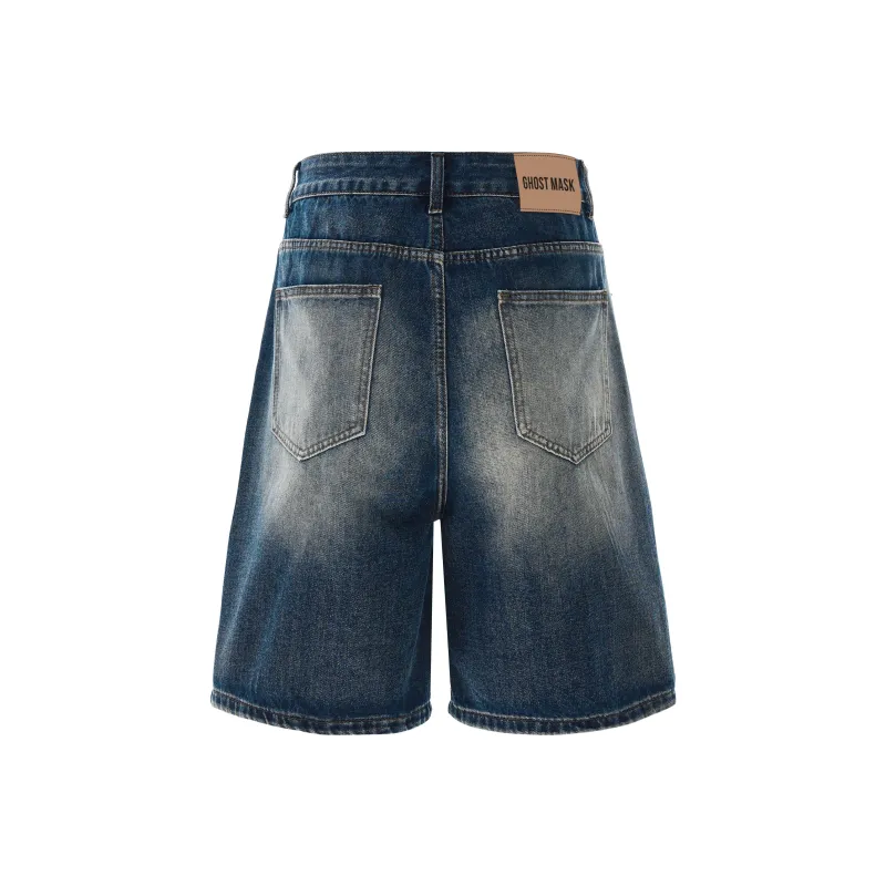 Ghost Mask Denim Shorts Unisex-6