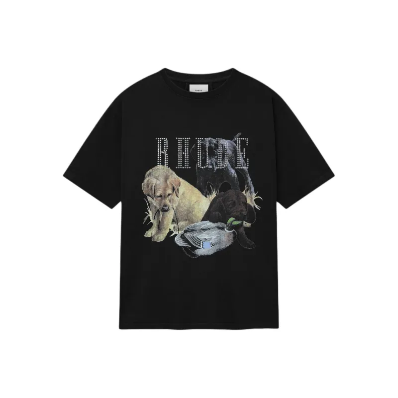 RHUDE Rhinestone Hunting Dog T shirt-0