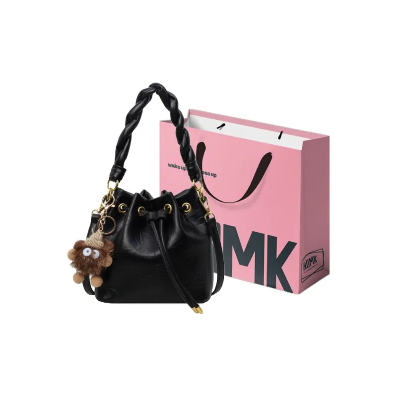 NOMK PU Bucket Bag, Underarm Bag, Shoulder Bag, Handbag Regular Women's Black/Ecru-0