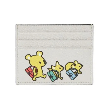 FENDI Cow Leather Card Holder Men's Light Gray Multicolor