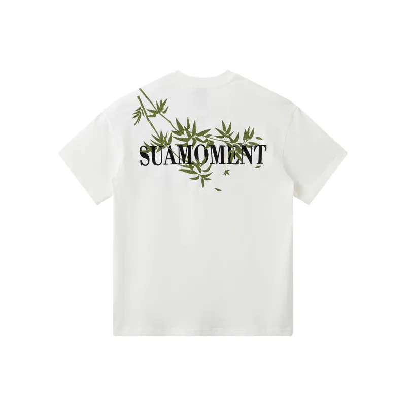 Suamoment Short Sleeved Chinese Style Casual Loose Fit T Shirt Top Unisex-0